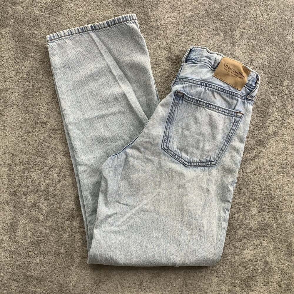 Abercrombie Kids Baggy Jeans Girls Size 13/14 Long High Rise Light Wash Blue